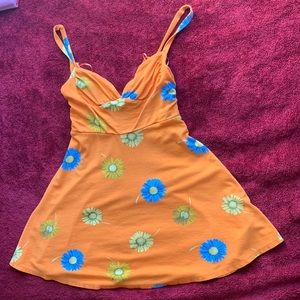 S Orange Floral Urban Outfitters Mini Dress